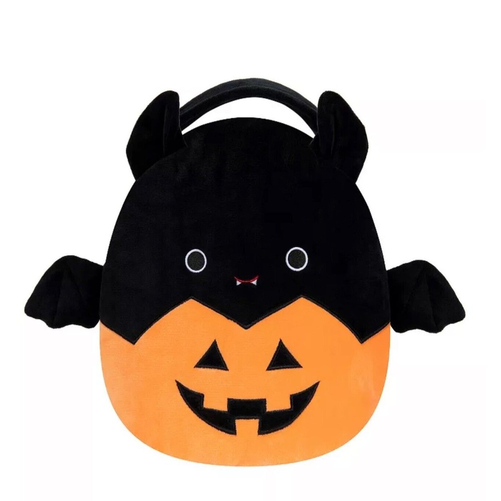 NWT Squishmallows Original Emily The Bat Pumpkin Treat Pail Stuffed Plush Toy